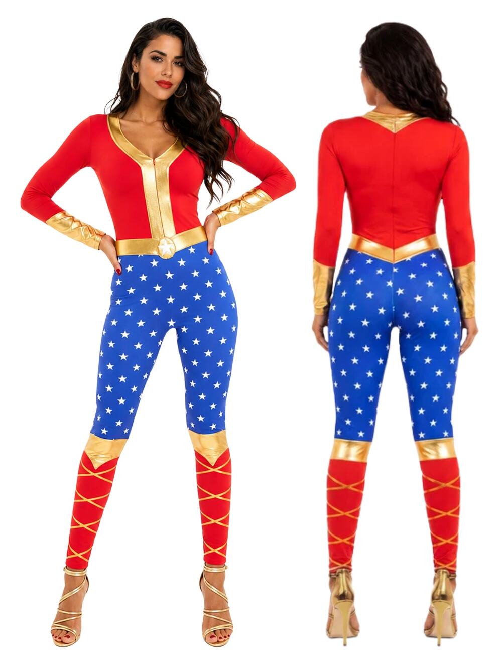 Tipsy Elves NWT Superhero Wonder Lady Costume Jumpsuit Medium Halloween Cosplay